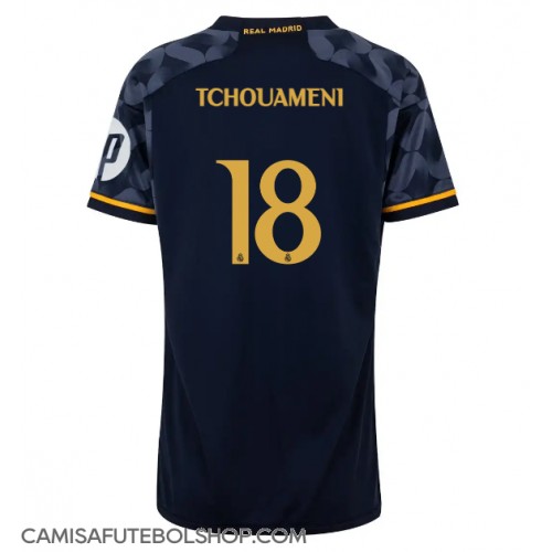 Camisa de time de futebol Real Madrid Aurelien Tchouameni #18 Replicas 2º Equipamento Feminina 2023-24 Manga Curta